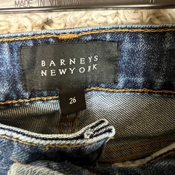 Barneys New York Jeans Womens 26 Blue Denim Raw Hem Stretch Mid Rise - Picture 4 of 10